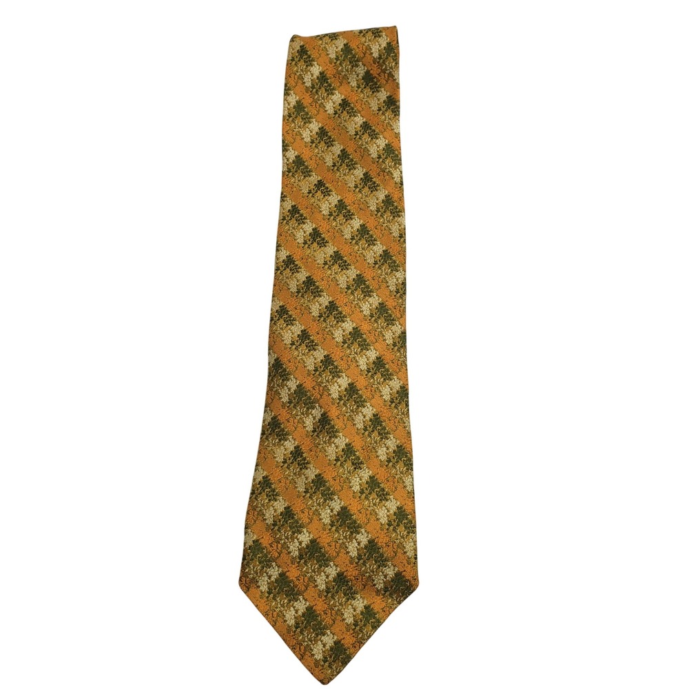 Towncraft Mens Vintage Silk Tie One Size‎ Orange Green Check
